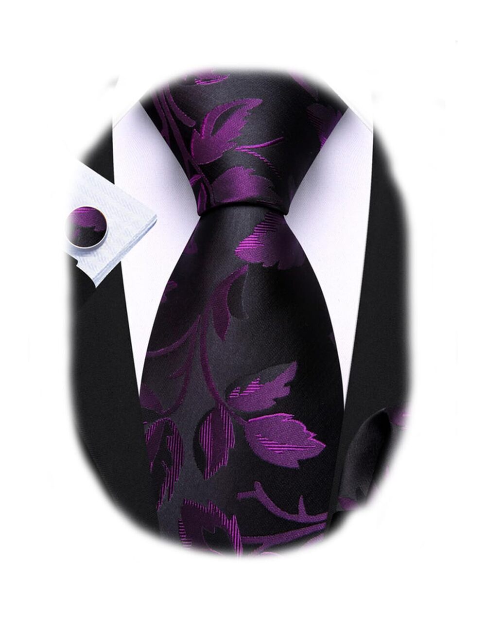 3835 Royal Purple Flower Ties Silk Woven Floral Tie Sets Necktie